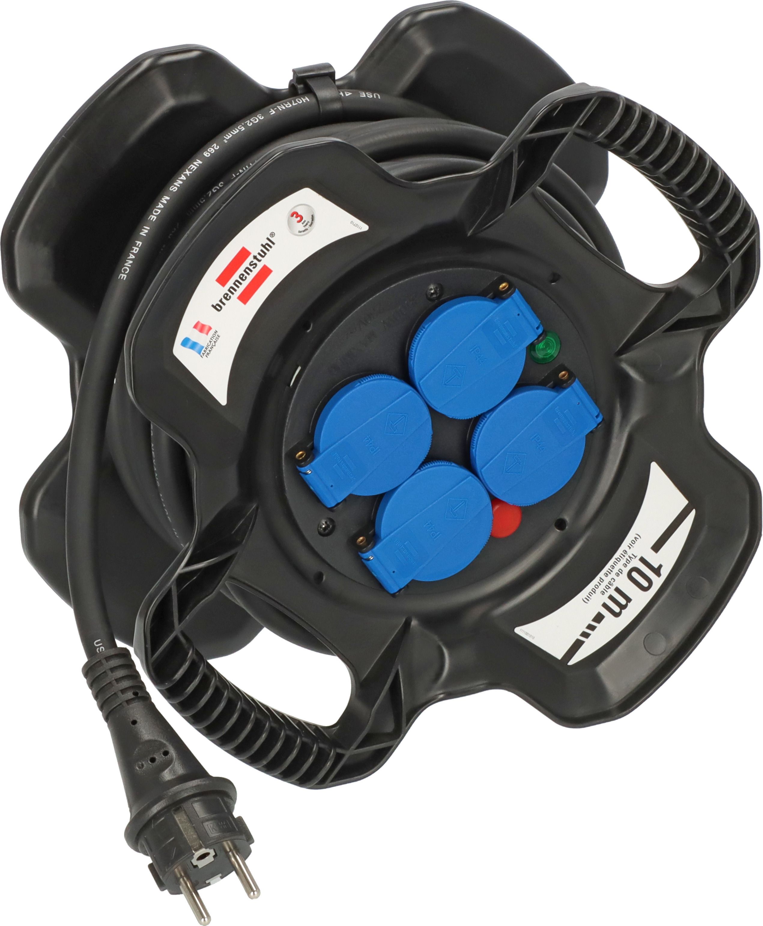 brennenstuhl 10m 4 Socket Type E - French Cable Reel Open Reel, 230 V, IP44