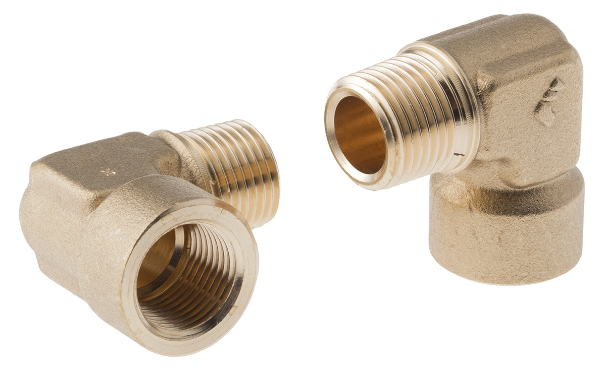 Legris Brass Pipe Fitting, 90° Threaded Elbow, Male R 1/2in to Female G 1/2in
