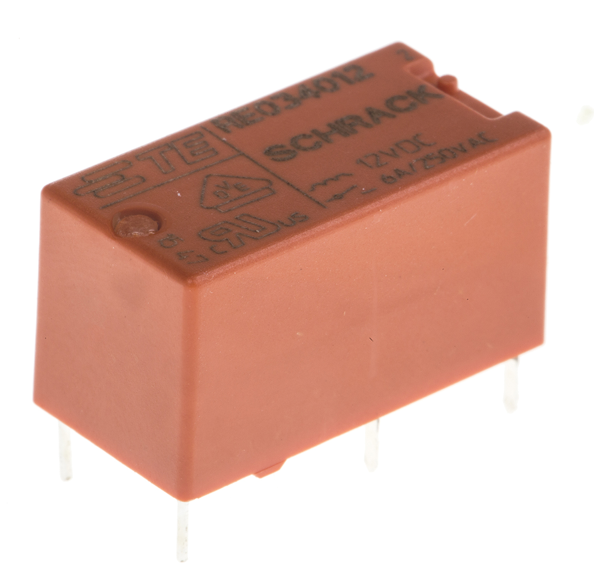 TE Connectivity PCB Mount Power Relay, 12V dc Coil, 6A Switching Current, SPST