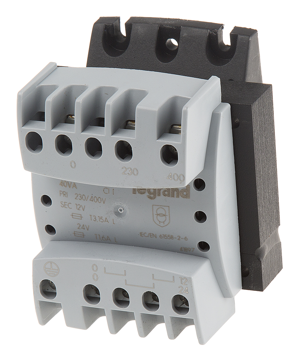 Legrand 40VA DIN Rail Transformer, 230 → 400V Primary, 12 → 24V Secondary