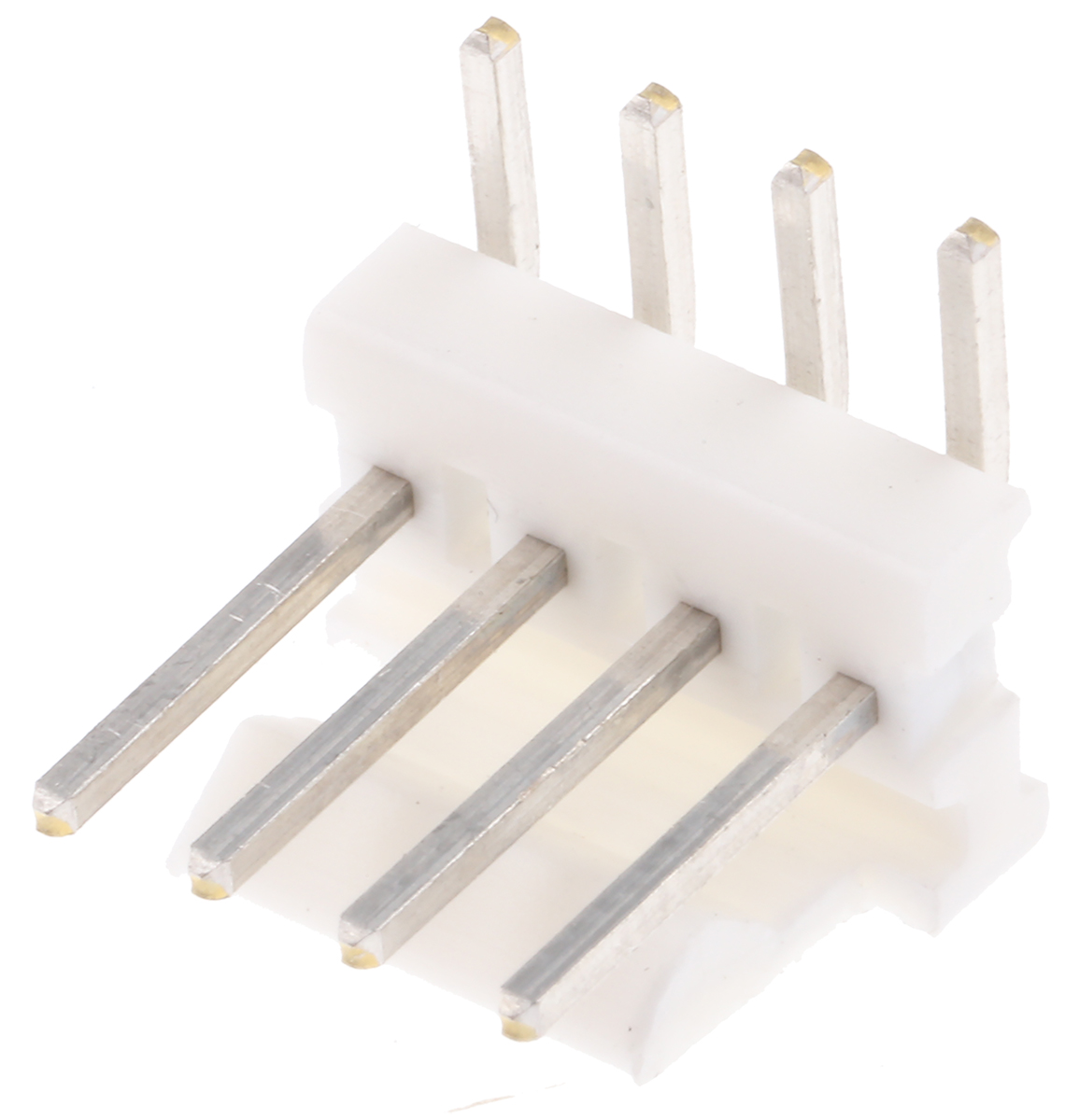 TE Connectivity MTA-100 Series Right Angle Through Hole Pin Header, 4 Contact(s), 2.54 mm Pitch, 1 Row, Unshrouded
