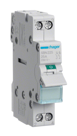 Hager 2P Pole Isolator Switch - 25A Maximum Current, IP20