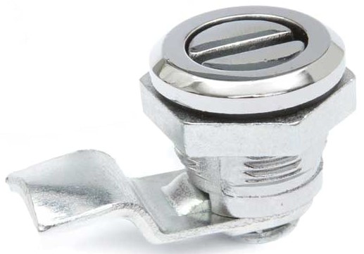 RS PRO Silver Zinc Plated Steel Camlock, 14mm Panel-to-Tongue, 22 x 14mm Cutout, Slotted Head Unlock