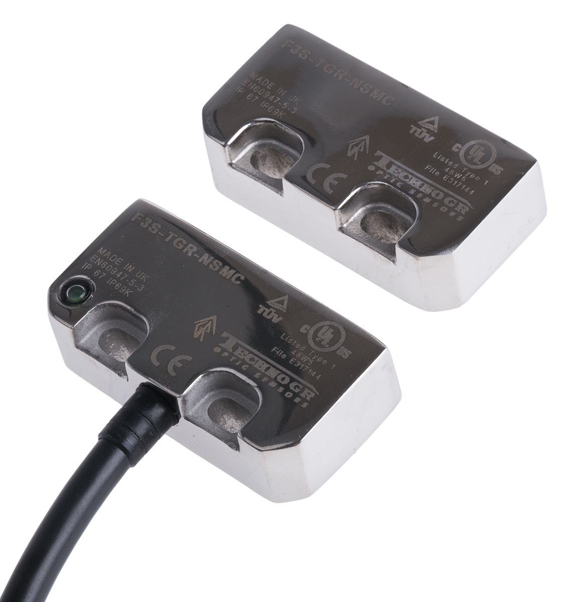 Omron F3S-TGR-N_C Series Magnetic Non-Contact Safety Switch, 24V dc, Stainless Steel Housing, NO/2NC, 2m Cable
