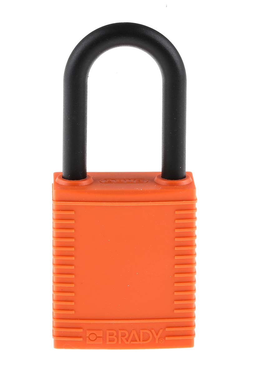 Brady LOTO-6 Key Weatherproof Nylon Padlock, 6.35mm Shackle, 38.10mm Body
