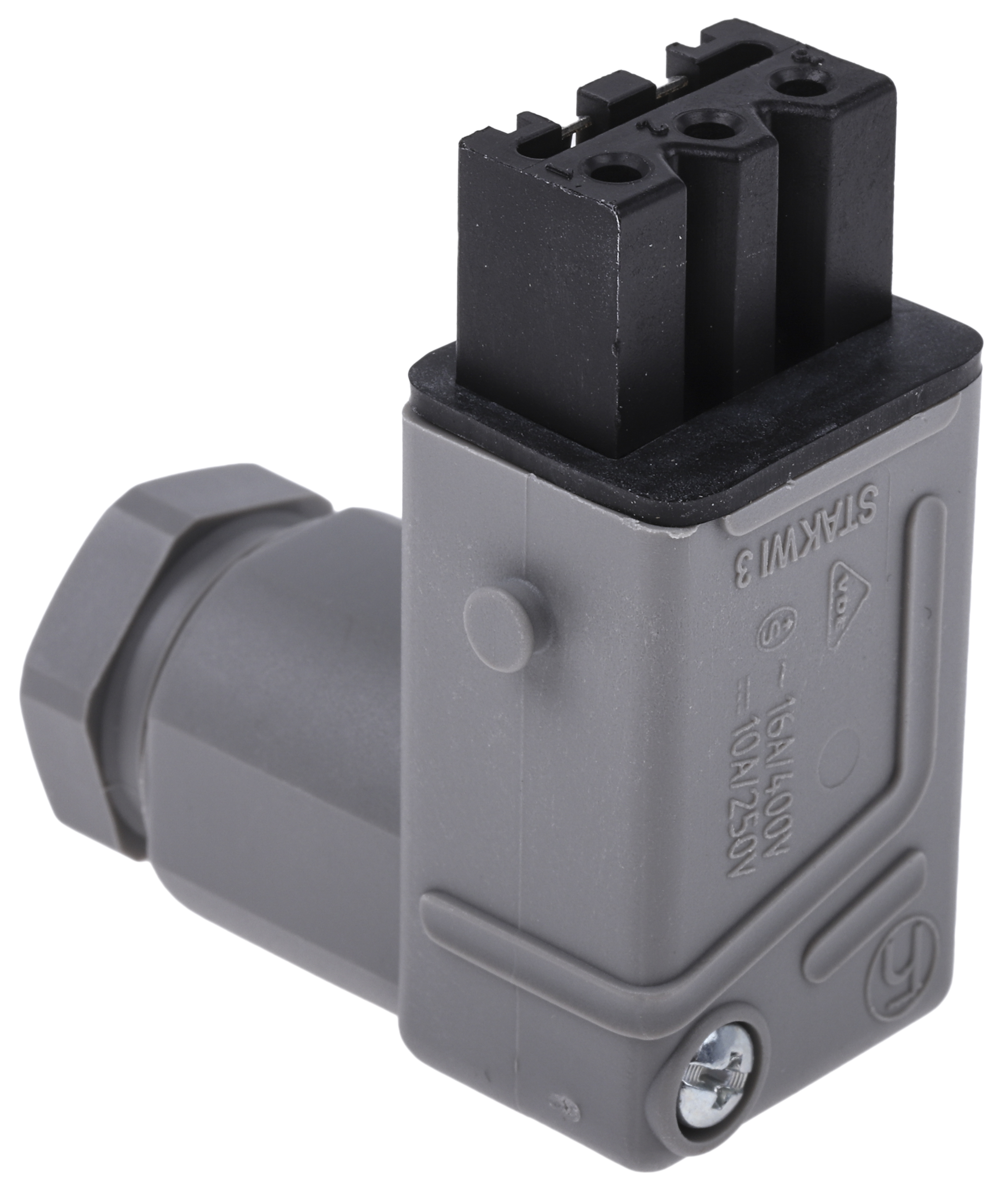 Hirschmann, ST Grey Cable Mount Right Angle Industrial Power Plug, Socket, Rated At 16A, 250 V, 400 V