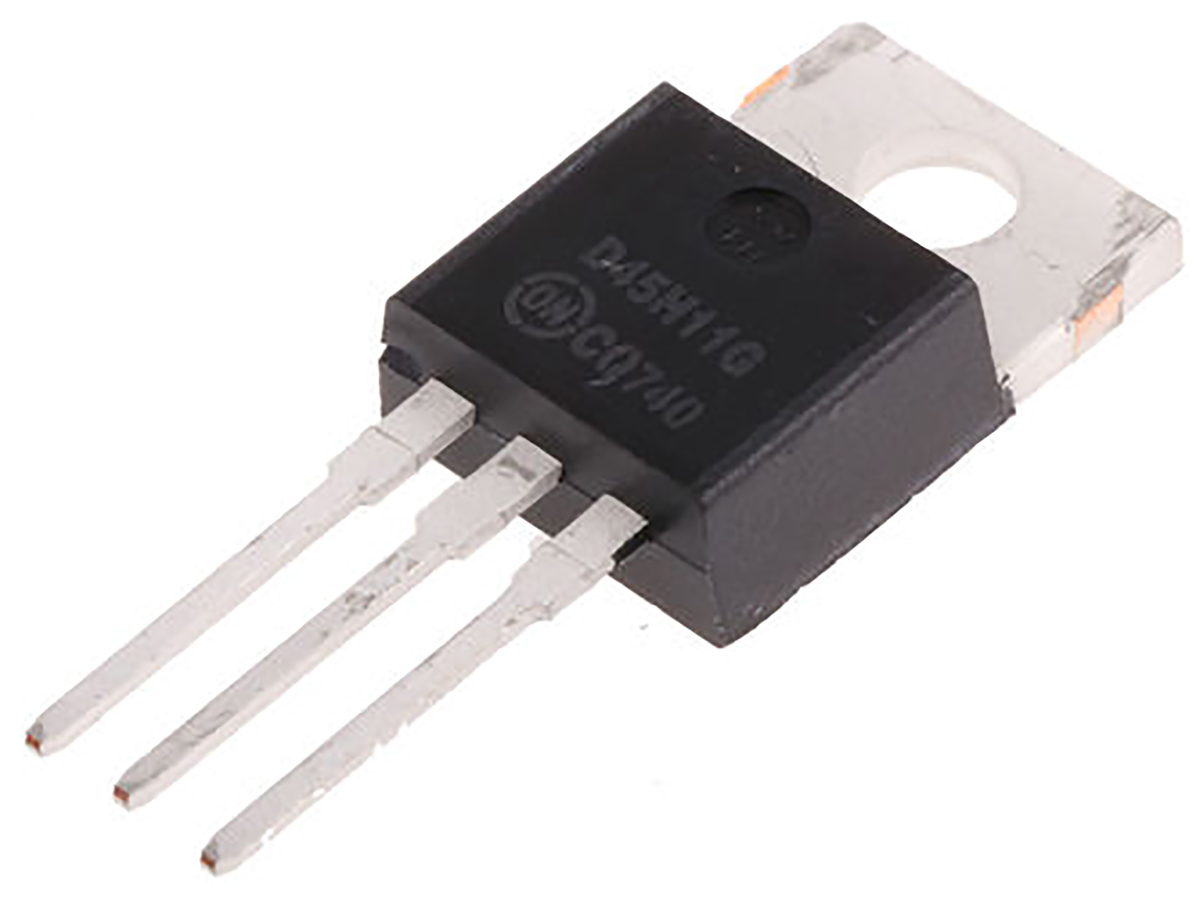 onsemi D45H11G PNP Transistor, -10 A, -80 V, 3-Pin TO-220AB