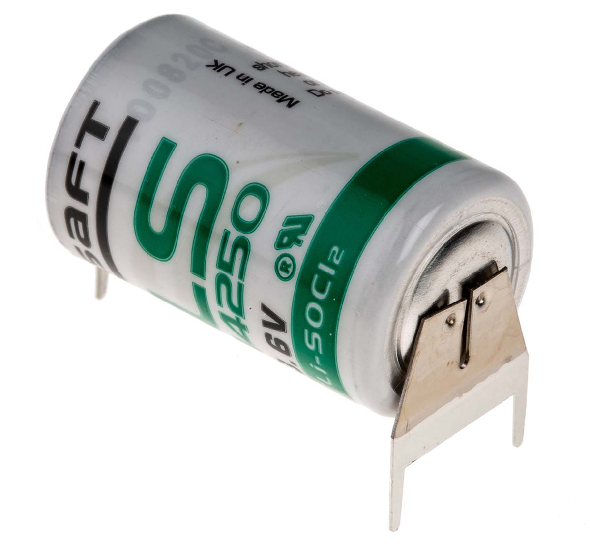 Saft Lithium Thionyl Chloride 3.6V, 1/2 AA Battery