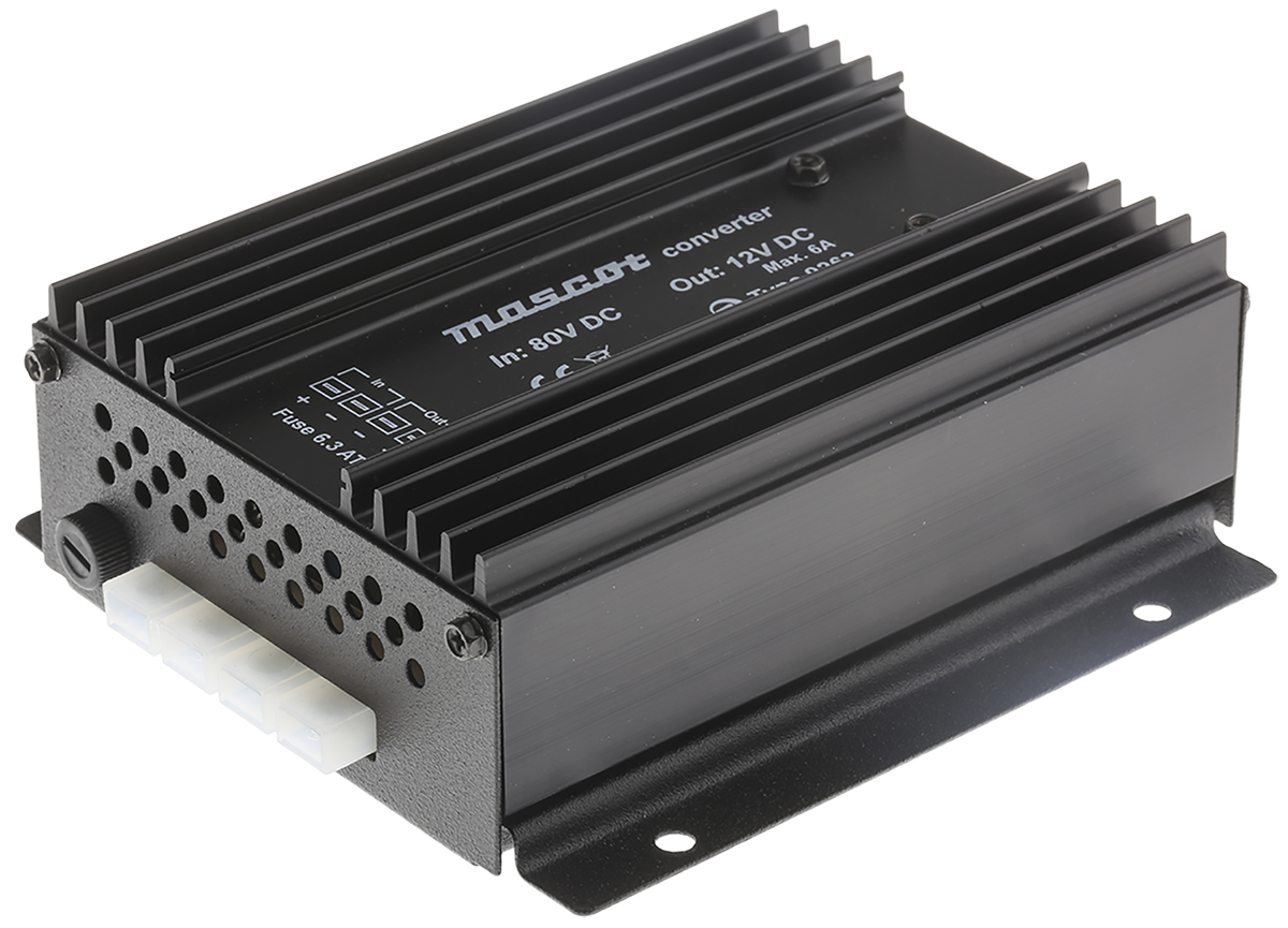 Mascot DC-DC Converter, 13.2V dc/ 6A Output, 72 → 110 V dc Input, 110W, Mounting Bracket, +30°C Max Temp -20°C