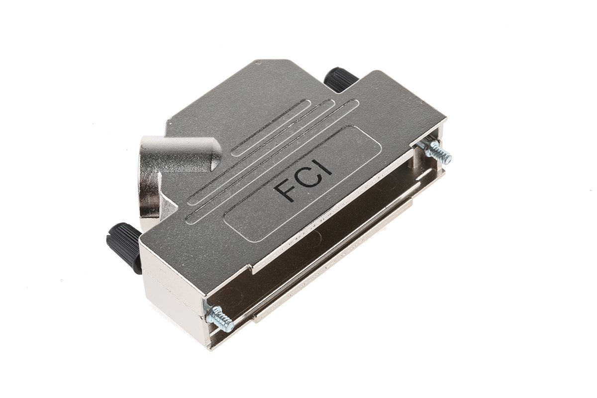 Amphenol Communications Solutions 8655MHR Series Die Cast Zinc Angled D Sub Backshell, 50 Way, Strain Relief