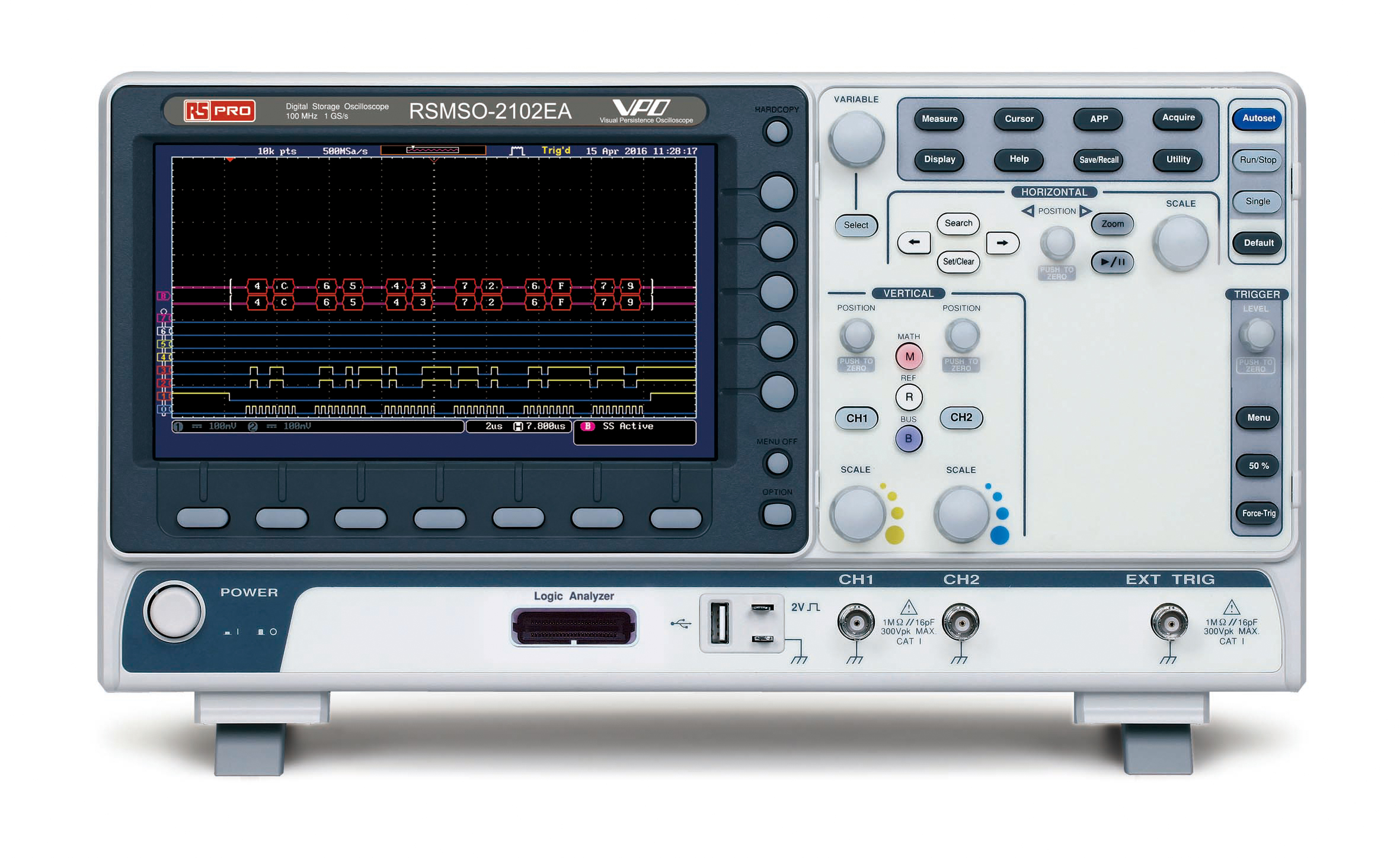 RS PRO RSMSO-2102EA, 100MHz Bench Oscilloscope, 2 Analogue Channels, 16 Digital Channels