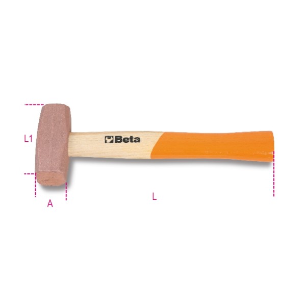 BETA Copper Copper Head Hammer with Wood Handle, 600g