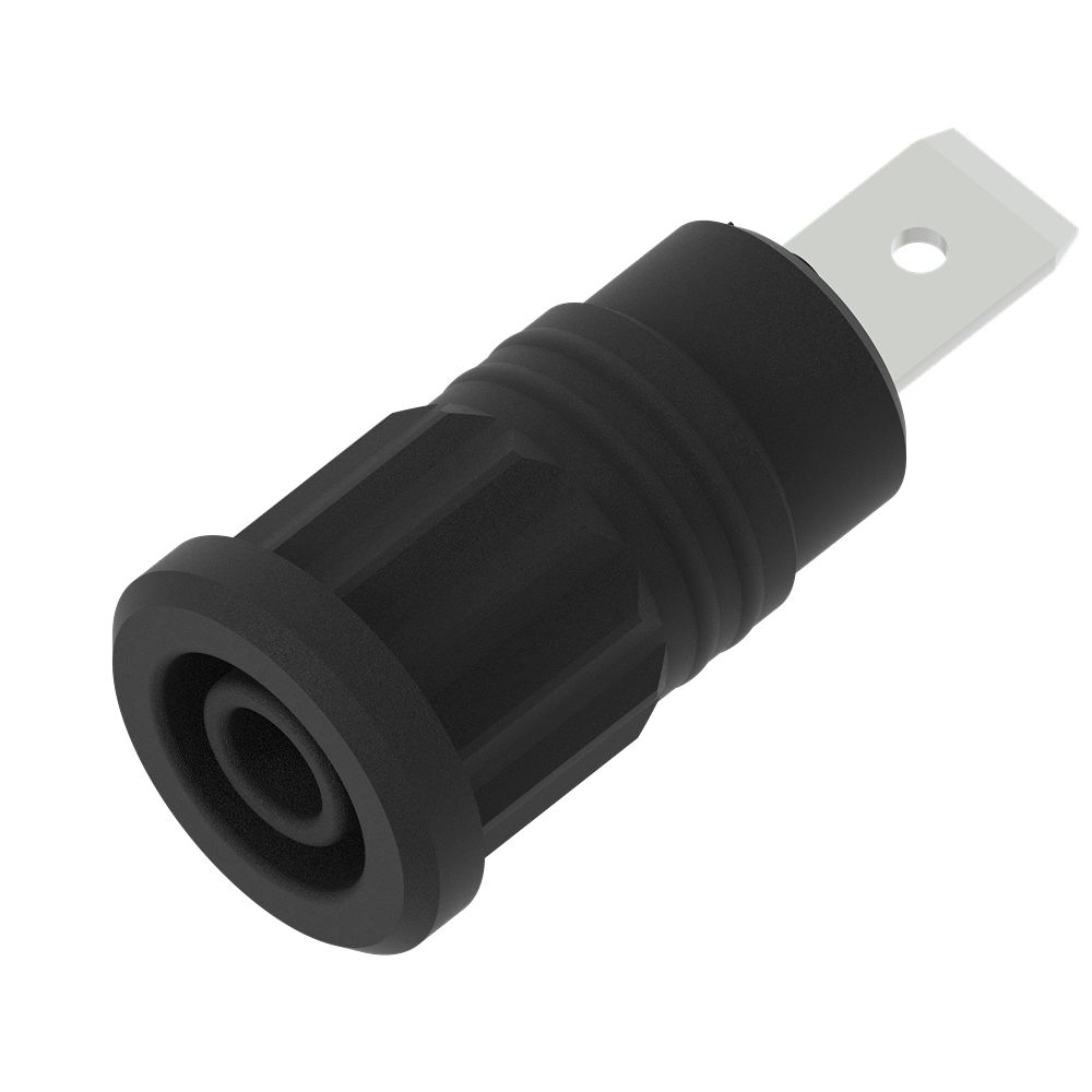 Electro PJP Black Female Banana Socket, 4 mm Connector, Press Fit Termination, 36A, 1kV, Nickel Plating