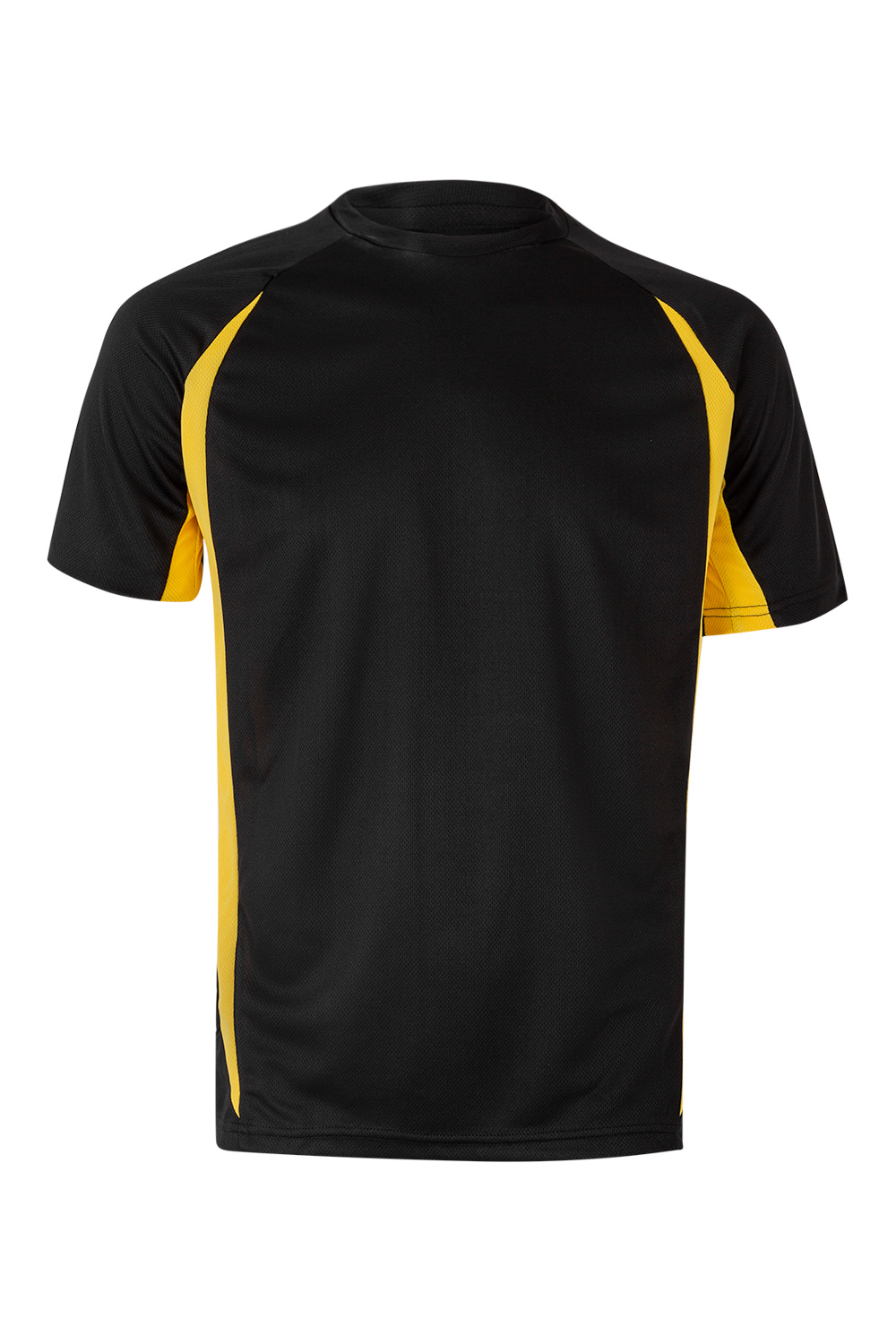 Velilla Black/Yellow 100% Polyester Short Sleeve T-Shirt, UK- 2XL