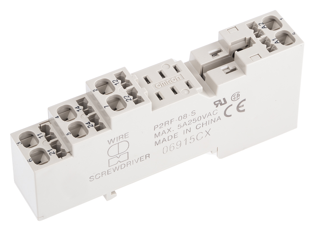 Omron G2R 8 Pin 250V ac DIN Rail Relay Socket, for use with G2R-2-S Series