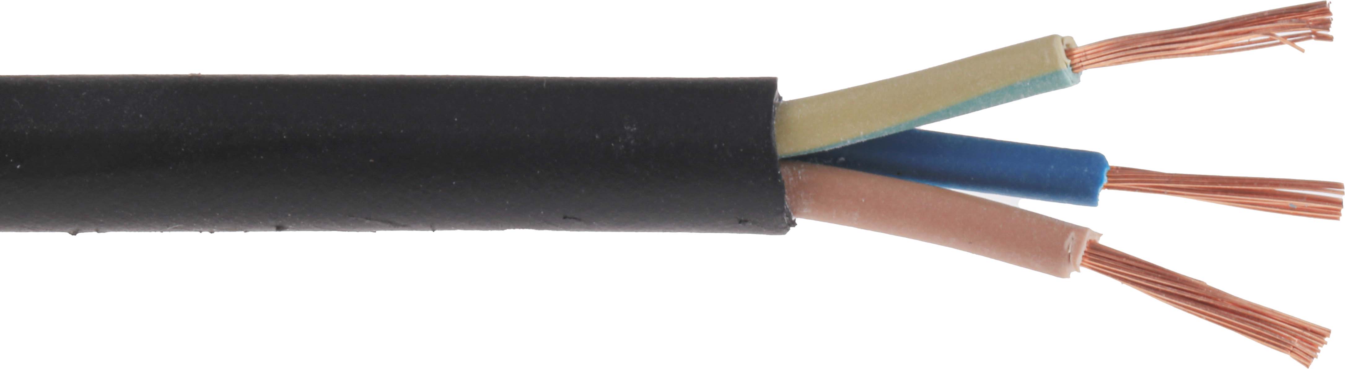 RS PRO TRS 0.75 mm² 3 Core Power Cable, H05RR-F, Black CPE, 100m