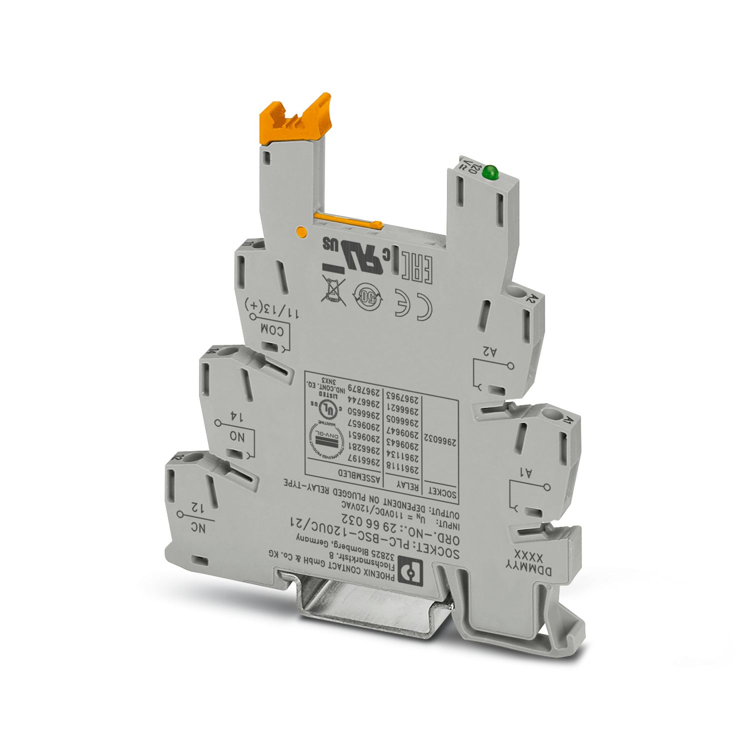 Phoenix Contact 1 Pin 120V ac/dc DIN Rail Relay Base