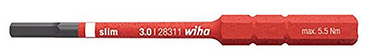 Wiha Hexagon Screwdriver Bit, 3 mm Tip, Hex Drive