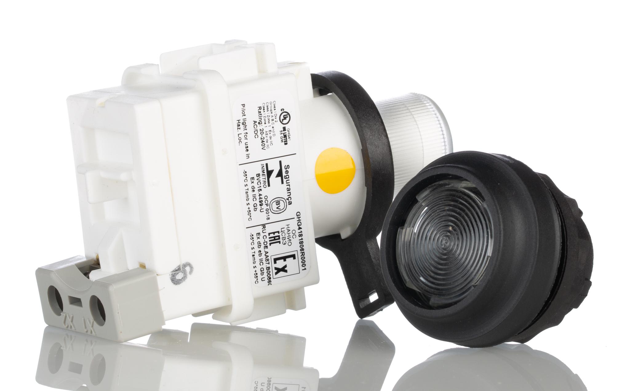 Eaton, Panel Mount LED Pilot Light, 30mm Cutout, IP66, Round, 250V ac/dc