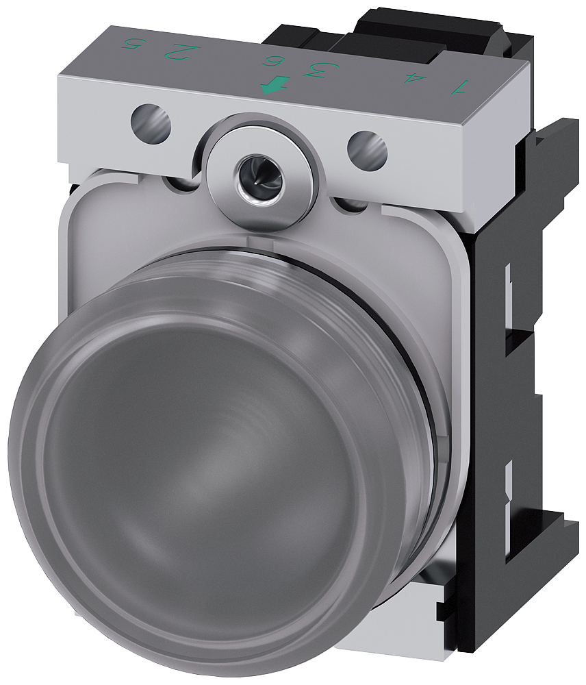 Siemens, SIRIUS ACT 3SU11, Panel Mount White LED Indicator, 22mm Cutout, Round, 24V ac/dc