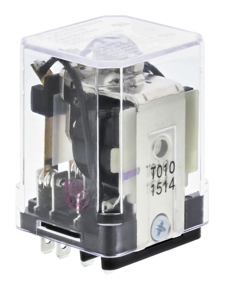 TE Connectivity Plug In Power Relay, 24V dc Coil, 10A Switching Current, 3PDT