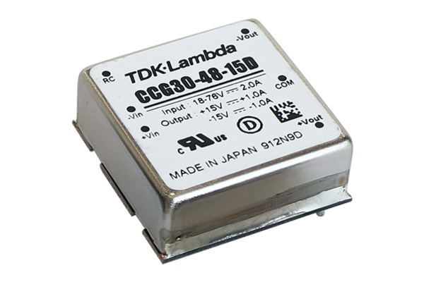TDK-Lambda CCG30-48-xxD DC-DC Converter, ±12V dc/ 1.25A Output, 18 → 76 V dc Input, 30W, PCB Mount, +85°C Max