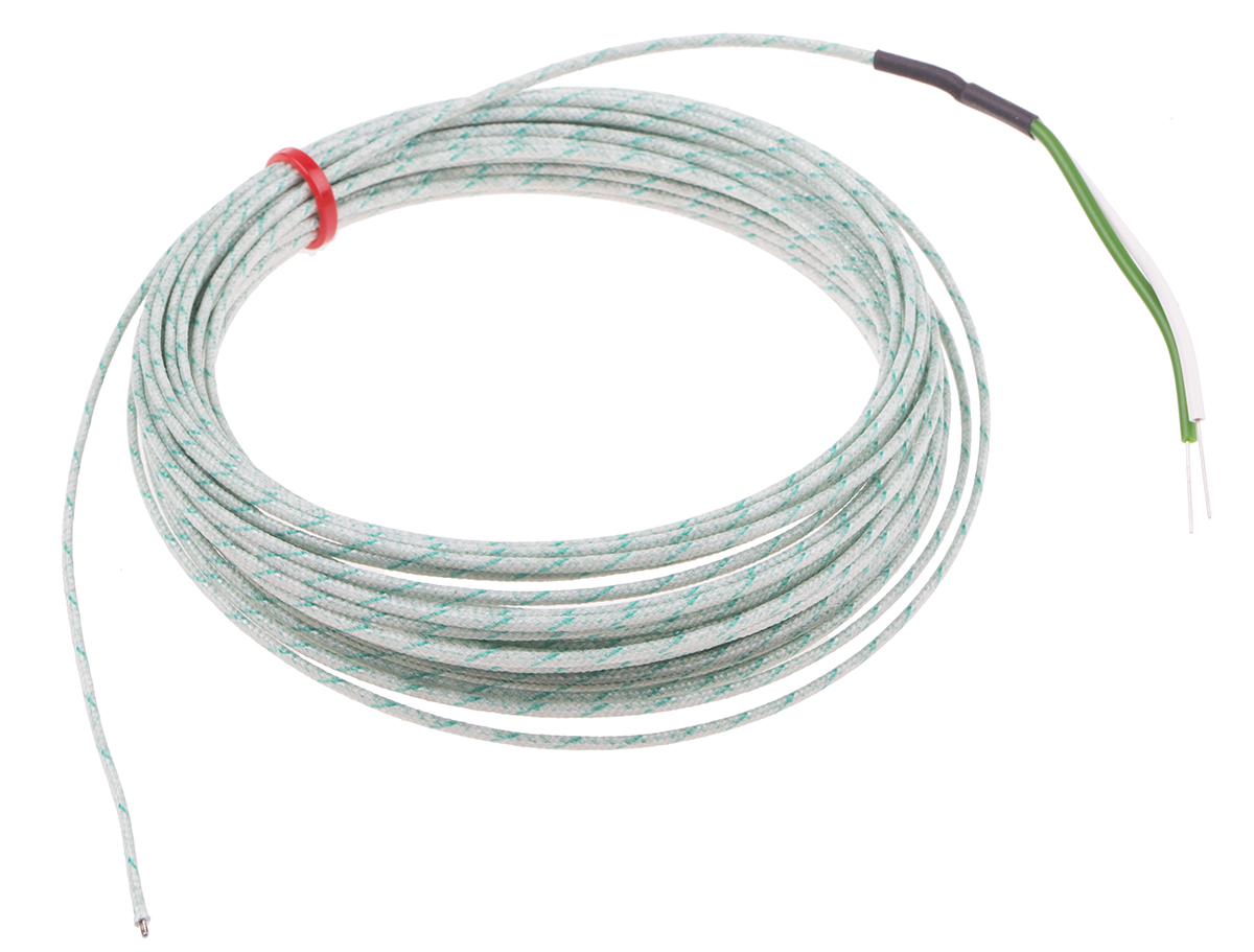RS PRO Type K Exposed Junction Thermocouple 10m Length, 1/0.508mm Diameter → +350°C