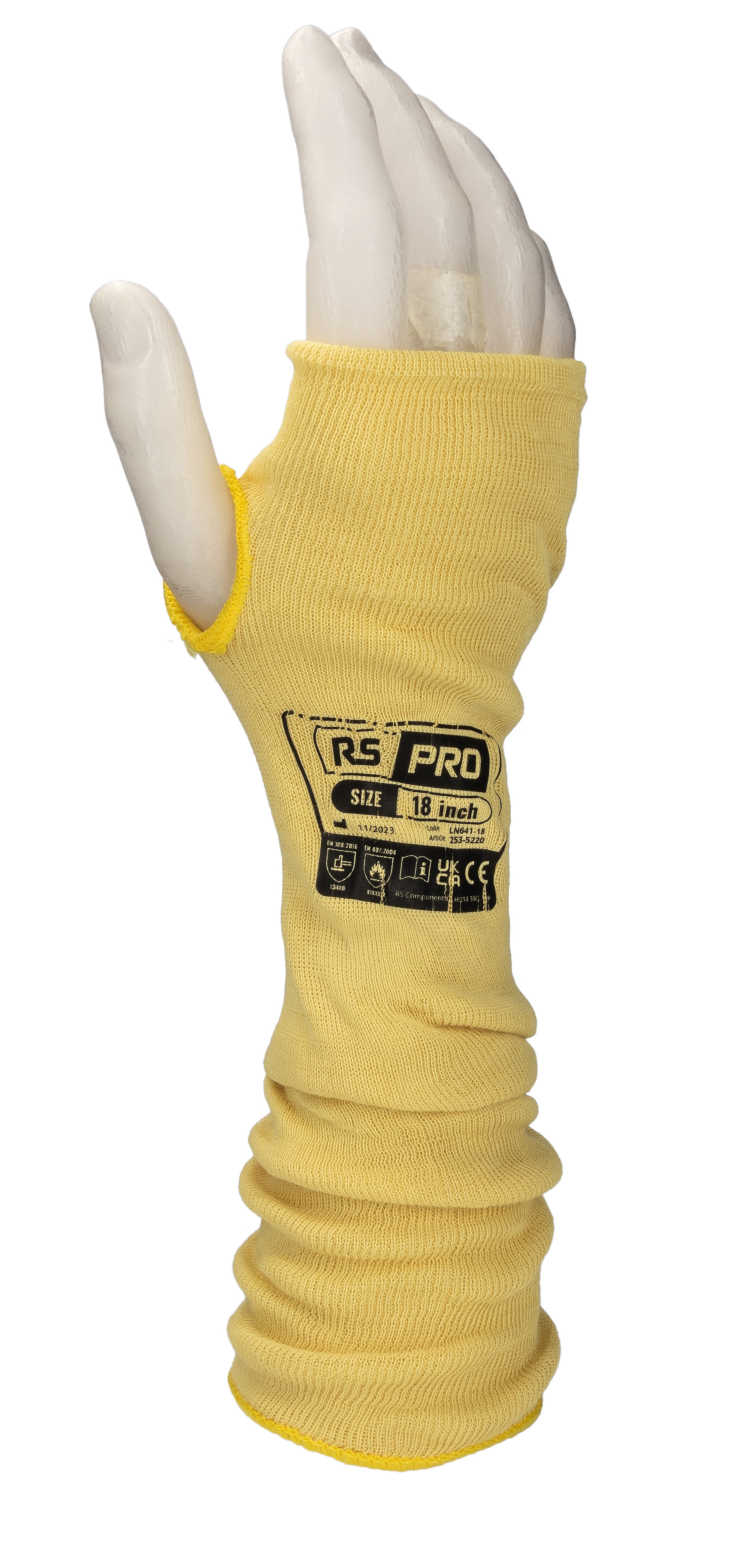RS PRO Yellow Reusable Kevlar Protective Sleeve, 18in Length