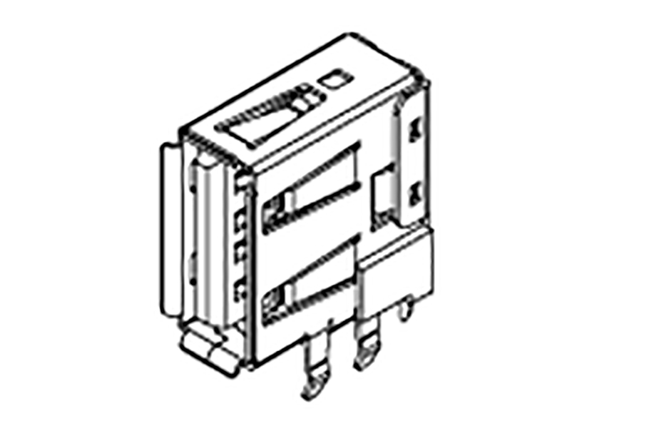 Molex Straight, SMT, Socket- Single Port Type A 2.0 USB Connector