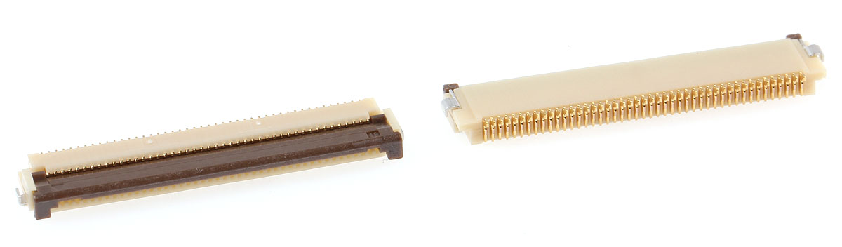 Hirose, FH12 0.5mm Pitch 45 Way Right Angle Female FPC Connector, ZIF Bottom Contact