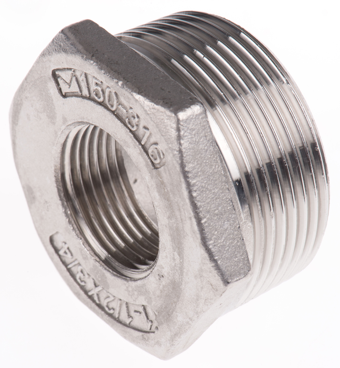 RS PRO Stainless Steel Pipe Fitting Hexagon Bush, Male R 1-1/2in x Female G 3/4in