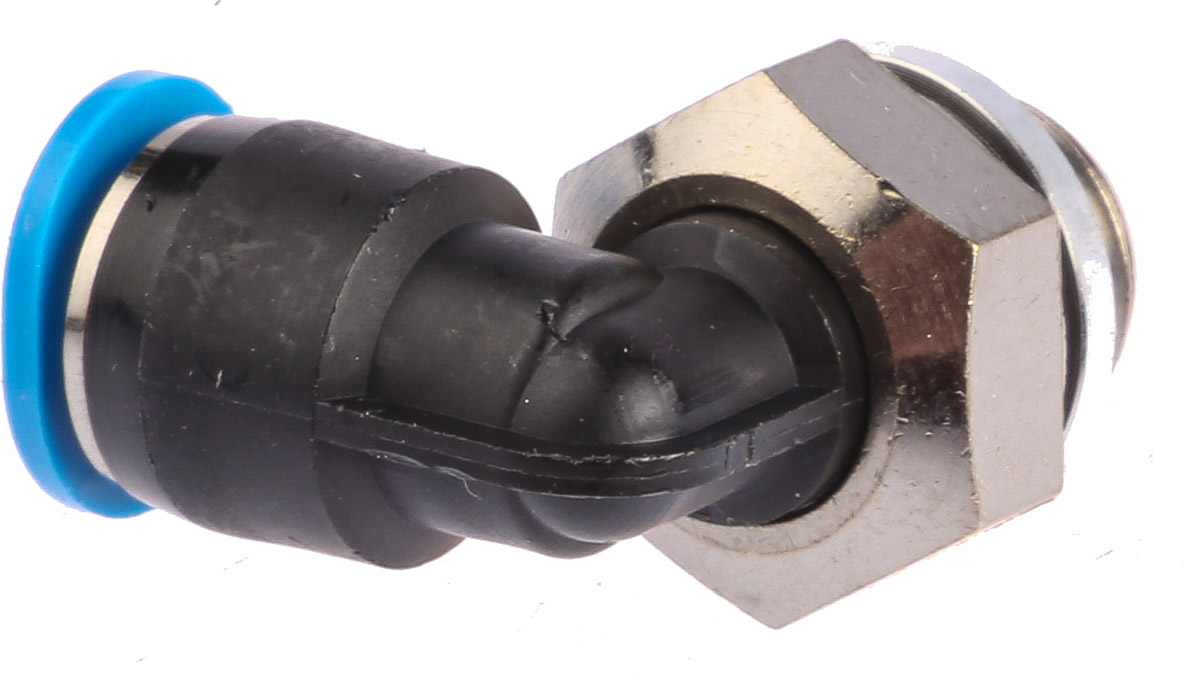 Festo QS Series Elbow Threaded Adaptor, G 1/8 Male to Push In 6 mm, Threaded-to-Tube Connection Style, 186269