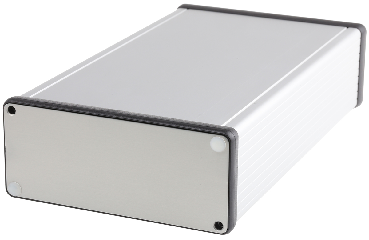 Hammond 1455 Series Silver Aluminium Enclosure, IP54, Black Lid, 220 x 125 x 51.5mm