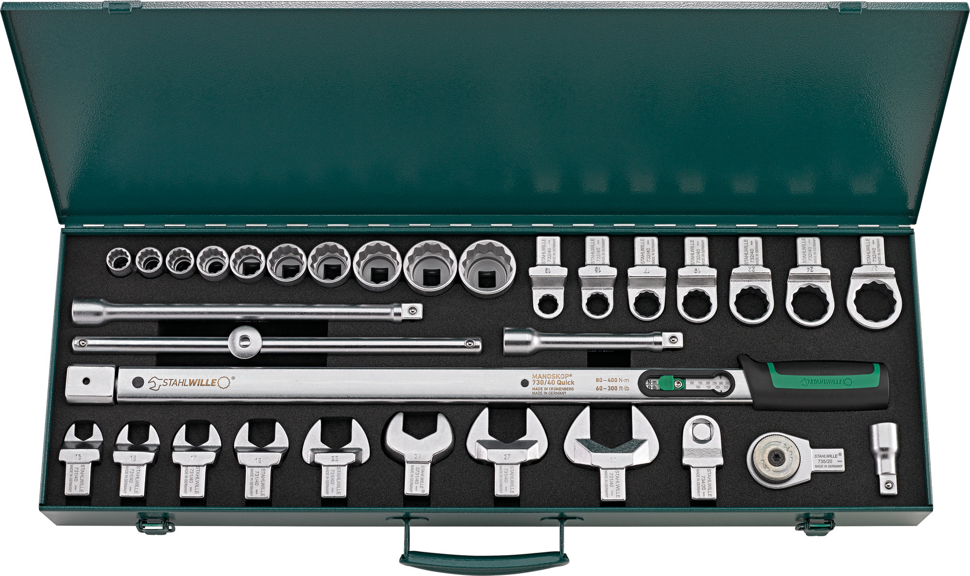 STAHLWILLE 730R/40/32 QUICK Click Torque Wrench Set, 80 to 400Nm, 1/2 in Drive, Square Drive
