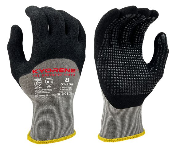 KYORENE Black, Grey Graphene Work Gloves, Size 11, Nitrile Micro-Foam Coating