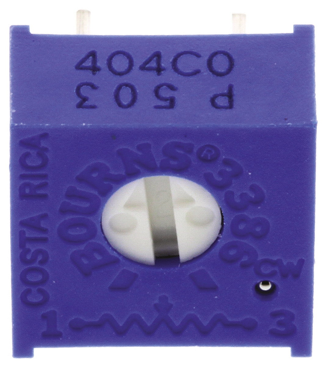 50kΩ, Through Hole Trimmer Potentiometer 0.5W Top Adjust Bourns, 3386