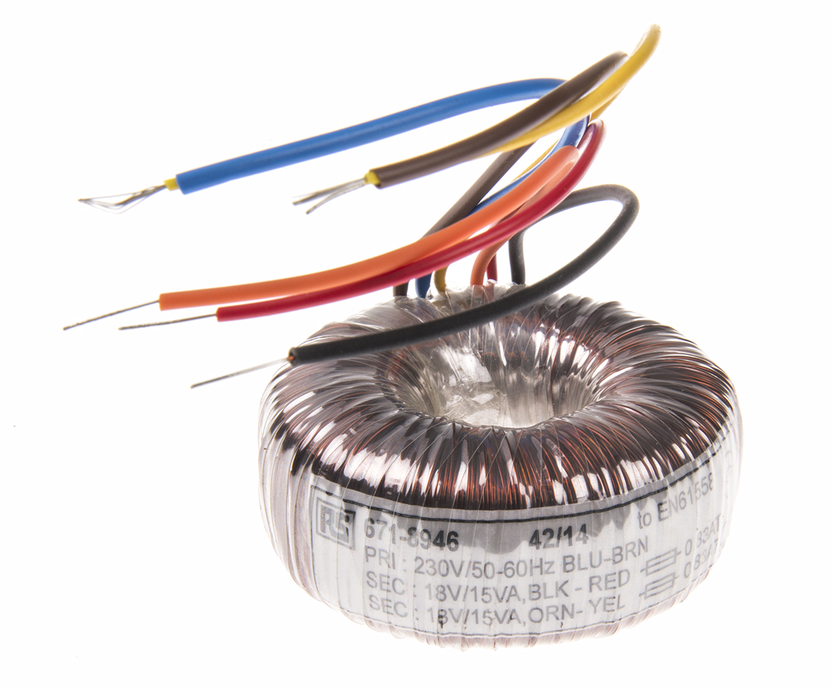 RS PRO 230V ac, 2 x 18V ac Toroidal Transformer, 30VA 2 Output