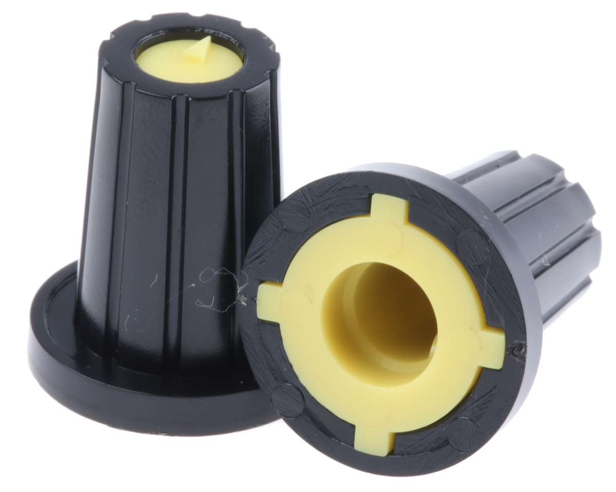 RS PRO 17mm Black Potentiometer Knob for 6mm Shaft D Shaped
