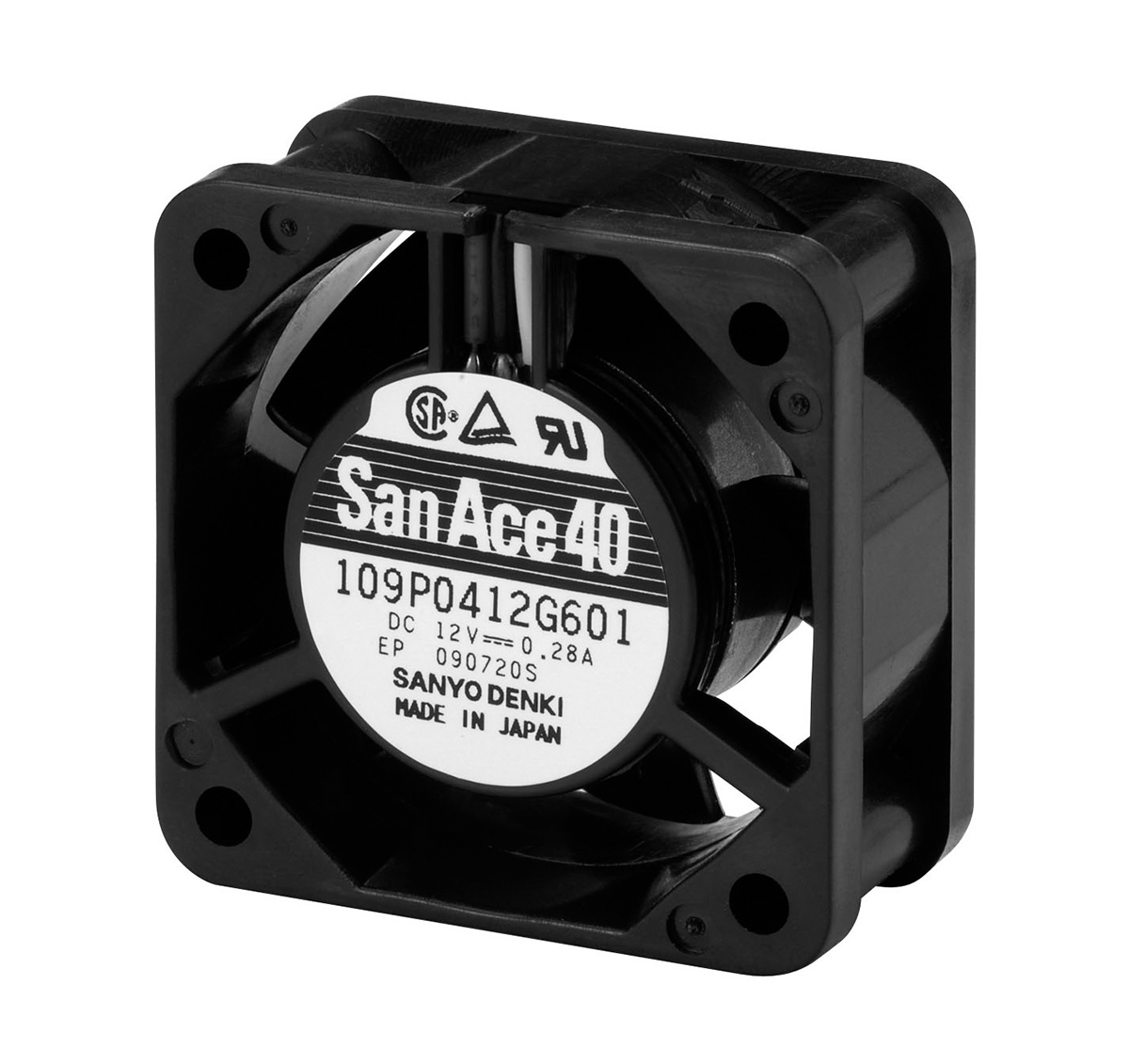 Sanyo Denki 109P Series Axial Fan, 12 V dc, DC Operation, 18.5m³/h, 2.16W, 180mA Max, 40 x 40 x 20mm