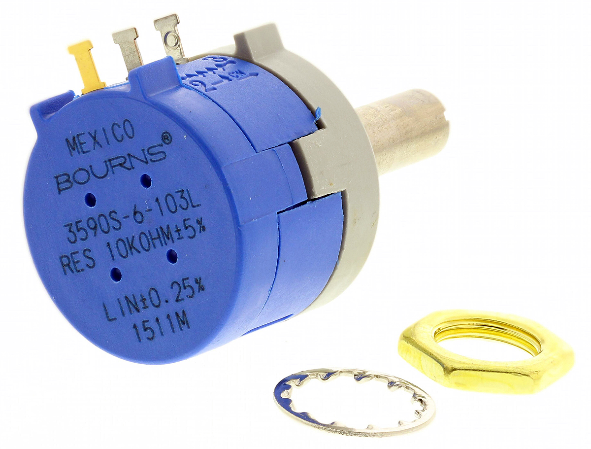 Bourns 3590 10kΩ Rotary Potentiometer 1-Gang Panel Mount, 3590S-6-103L