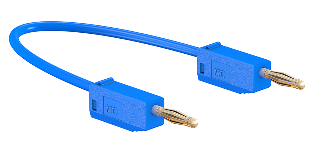 Staubli 2 mm Connector Test Lead, 10A, 30 V ac, 60V dc, Blue, 300mm Lead Length