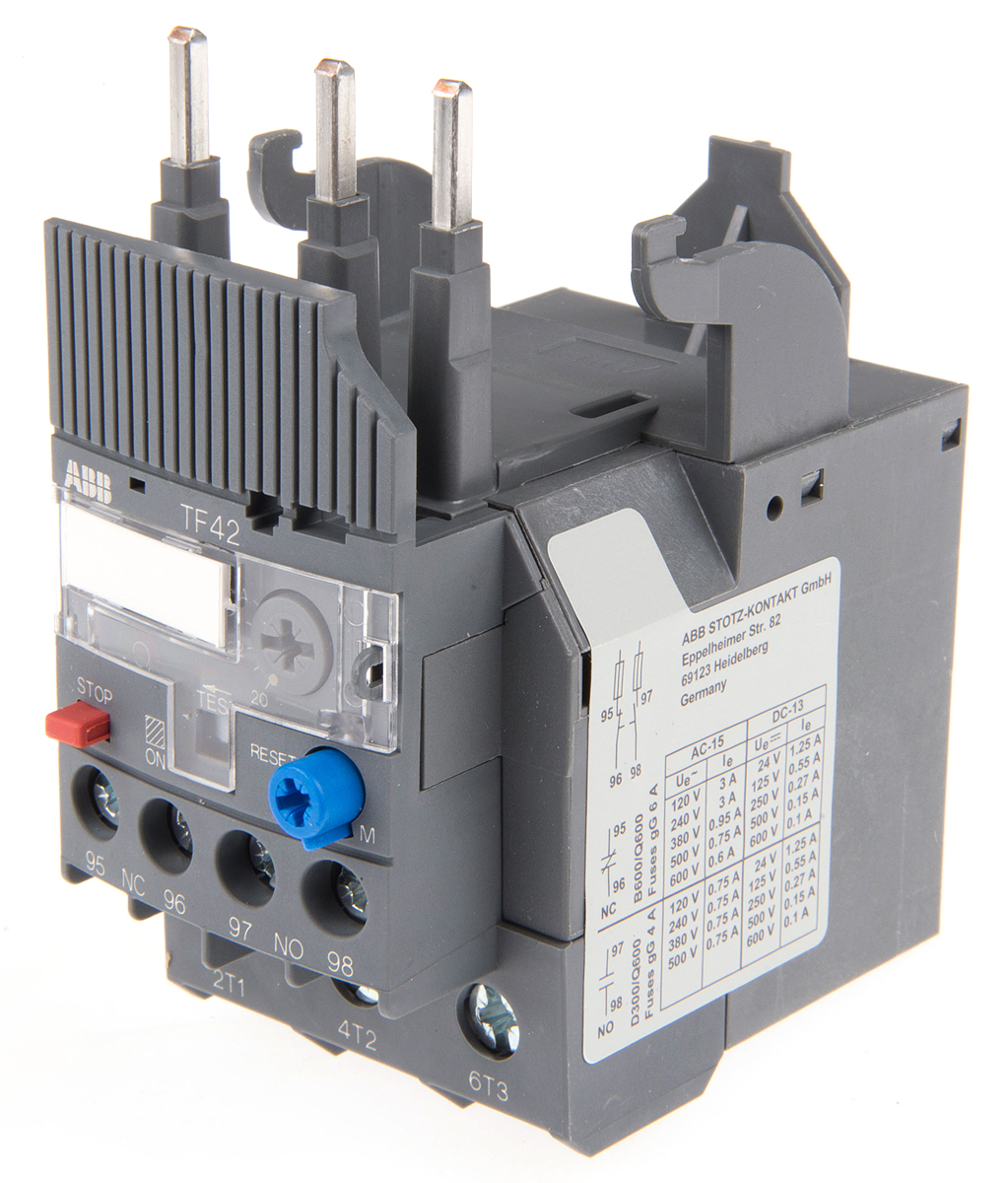 ABB TF42 Thermal Overload Relay 1NO + 1NC, 20 → 24 A F.L.C, 24 A Contact Rating, 2.6 W, 3P, AF Range