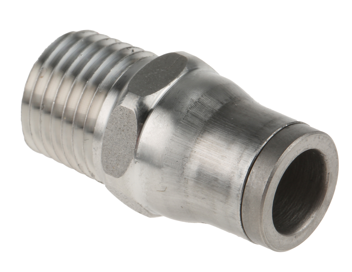 Legris LF3800 Series Straight Threaded Adaptor, NPT 1/4 Male to Push In 8 mm, Threaded-to-Tube Connection Style