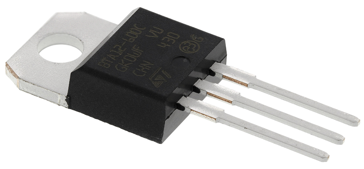 STMicroelectronics Through Hole, 3-pin, TRIAC, 600V, Gate Trigger 1.3V 600V