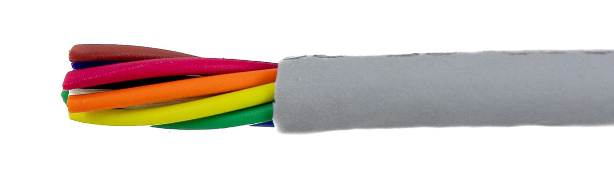 Alpha Wire Ecogen Ecocable Mini Control Cable, 8 Cores, 0.24 mm² 24 AWG, Unscreened, 30 m, Grey Modified Polyphenylene