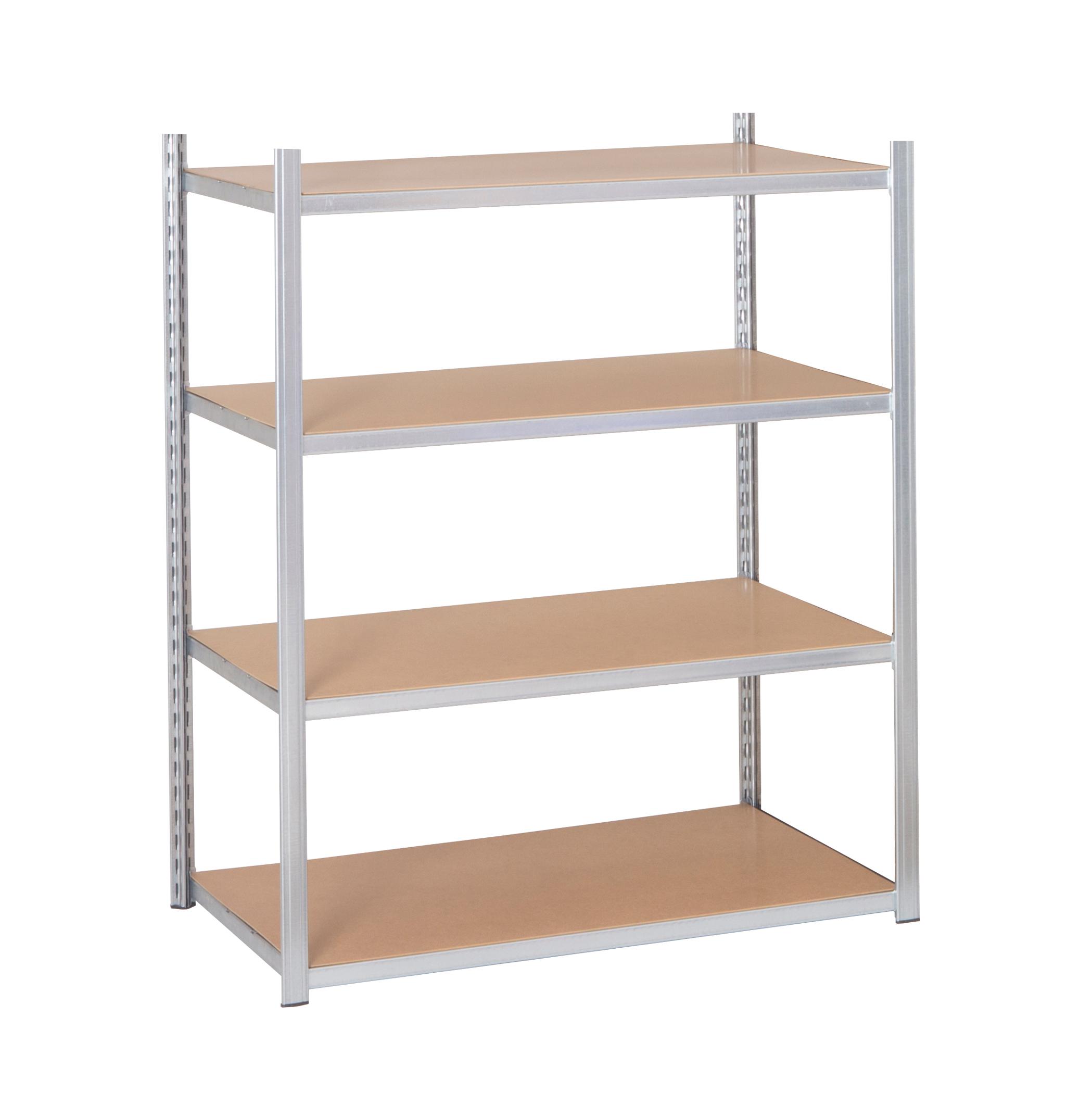 Manorga Galvanised 4 Shelf Galvanised Steel Quickshelf Starter Bay, 1760mm x 1500mm, 600mm, 120kg Load