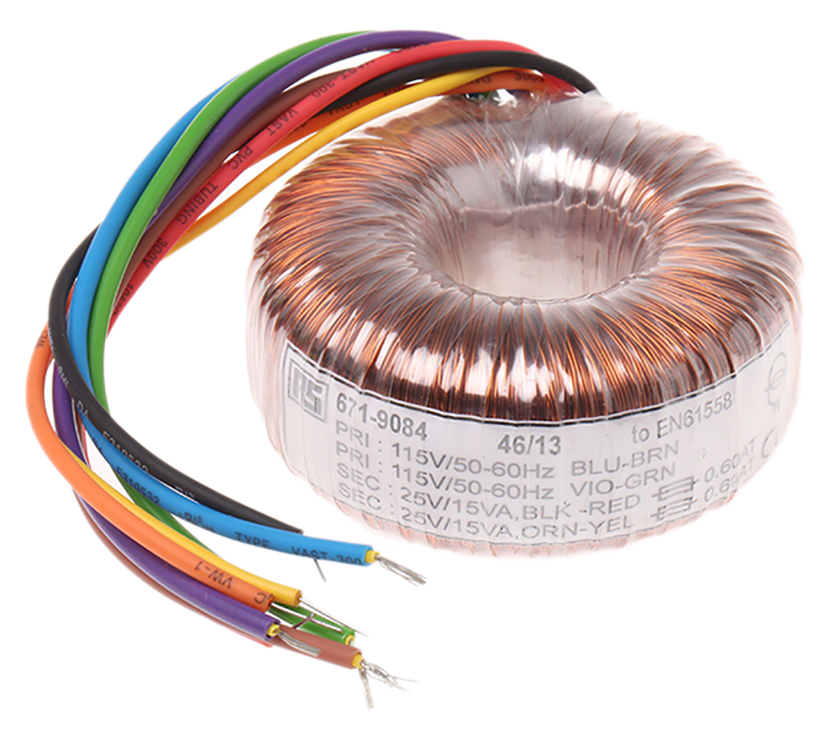 RS PRO 115 V ac, 230 V ac, 2 x 25V ac Toroidal Transformer, 30VA 2 Output