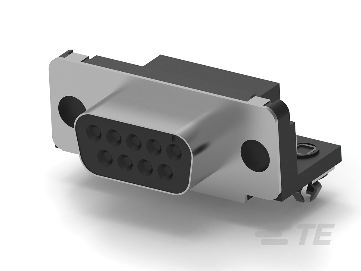 TE Connectivity 9 Way Right Angle Through Hole D-sub Connector Socket, 2.74mm Pitch