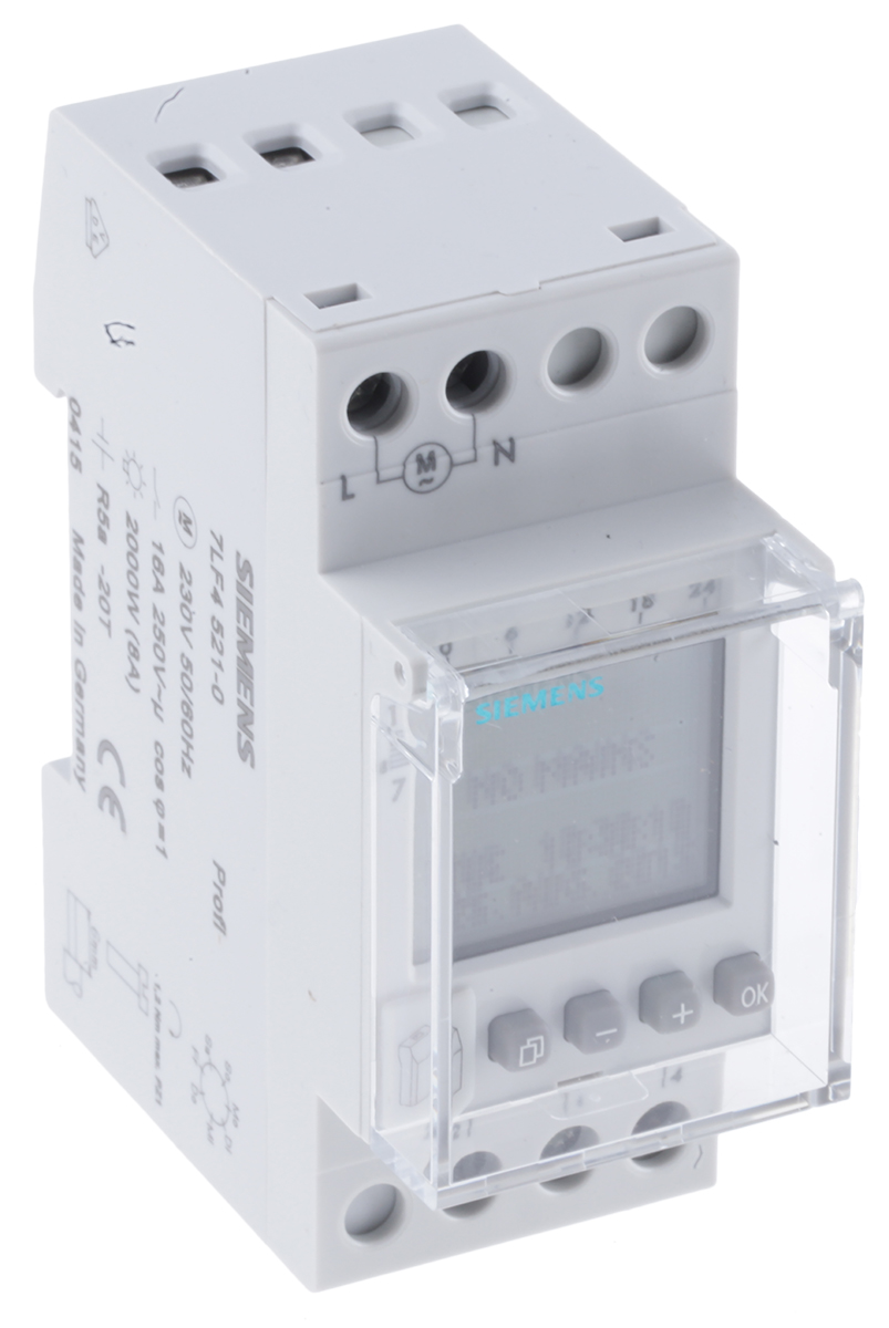 Siemens Digital DIN Rail Time Switch 230 V ac, 1-Channel