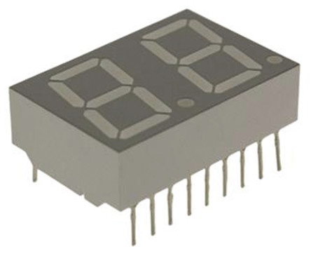 HDSP-5523-GH000 Broadcom 2 Digit 7-Segment LED Display, CC Red 3.7 mcd RH DP 14.2mm